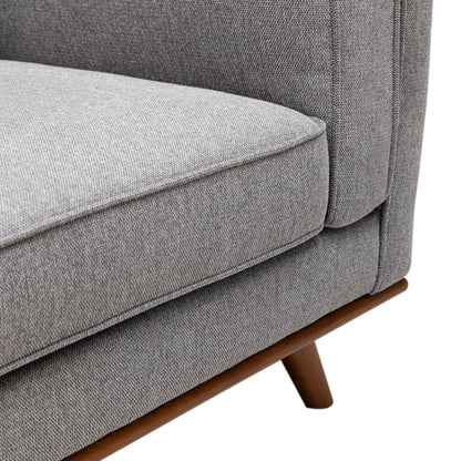 Kort & Co. Kassia 80" Linen-Look Fabric Condo Size Sofa with Wood Base and Legs - Grey | Sofa Kassia de Kort & Co. de 80 po de format condo en tissu d’apparence lin avec base et pattes en bois - gris