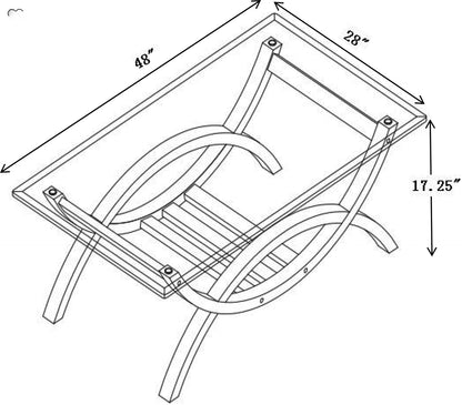 Ricci  48" Modern Glass Top Coffee Table - Glass with Espresso Finished Legs|Table à café moderne Ricci de 48 po avec dessus en verre - verre avec pattes au fini espresso