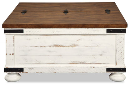 Benjy 36" Rustic Coffee Table Trunk with Storage - Two Tone Wood|Table à café coffre rustique Benjy de 36 po avec rangement - bois deux teintes