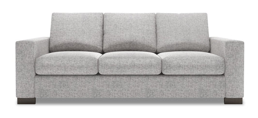 Made in Canada Customizable Sofa Lab Track 85" Linen-Look Fabric Sofa with Track Arms - Luna Domino Grey | Sofa Track de Sofa Lab de 85 po fabriqué au Canada en tissu d’apparence lin avec accoudoirs rectilignes - gris Luna Domino | TR102191