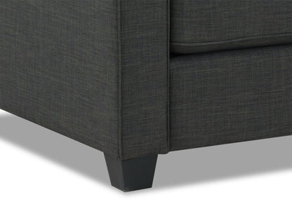 Made in Canada Sawyer 83" Linen-Look Fabric Sofa with Reversible Cushions and Accent Pillows - Charcoal Grey | Sofa Sawyer de 83 po fabriqué au Canada en tissu d’apparence lin avec coussins réversibles et coussins décoratifs - gris anthracite