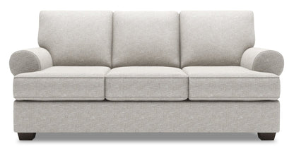 Made in Canada Customizable Sofa Lab Roll 86" Chenille Fabric Sofa with Rolled Arms - Luxury Silver | Sofa Roll de Sofa Lab de 86 po fabriqué au Canada en tissu de chenille avec accoudoirs enroulés - argenté Luxury Silver | RO102793