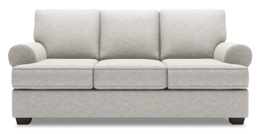 Made in Canada Customizable Sofa Lab Roll 86" Chenille Fabric Sofa with Rolled Arms - Luxury Silver | Sofa Roll de Sofa Lab de 86 po fabriqué au Canada en tissu de chenille avec accoudoirs enroulés - argenté Luxury Silver | RO102793