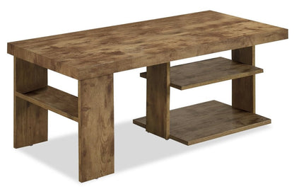 Devon 43.3" Rustic Coffee Table with Shelf - Light Pine Finish Wood|Table à café rustique Devon de 43,3 po avec tablette - bois au fini pin clair