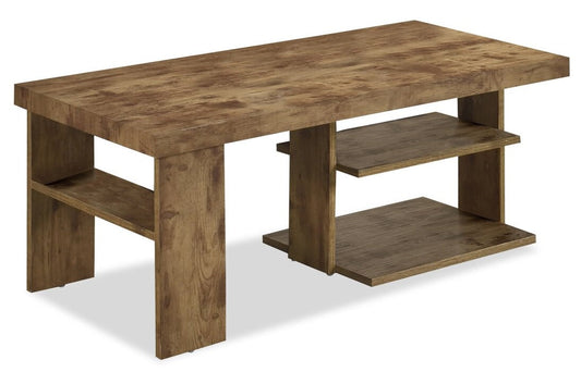 Devon 43.3" Rustic Coffee Table with Shelf - Light Pine Finish Wood|Table à café rustique Devon de 43,3 po avec tablette - bois au fini pin clair