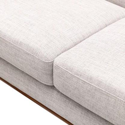 Kort & Co. Freeman 80” Linen-Look Fabric Condo Size Sofa with Wood Legs - Dove White | Sofa Freeman de Kort & Co. de 80 po de format condo en tissu d’apparence lin avec base et pattes en bois - blanc colombe