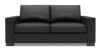 Made in Canada Customizable Sofa Lab Track 75" Linen-Look Fabric Condo Size Sofa with Track Arms - Luna Kohl Grey | Sofa Track de Sofa Lab de 75 po de format condo fabriqué au Canada en tissu d’apparence lin - gris Luna Kohl | TR092691