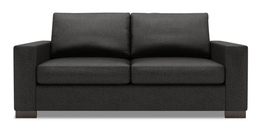 Made in Canada Customizable Sofa Lab Track 75" Linen-Look Fabric Condo Size Sofa with Track Arms - Luna Kohl Grey | Sofa Track de Sofa Lab de 75 po de format condo fabriqué au Canada en tissu d’apparence lin - gris Luna Kohl | TR092691