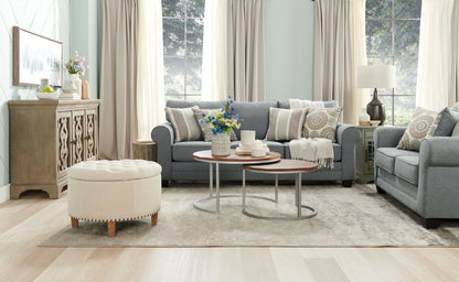 Made in Canada Tula 88" Fabric Sofa with Rolled Arms and Accent Pillows - Steel Grey | Sofa Tula de 88 po fabriqué au Canada en tissu avec accoudoirs enroulés et coussins décoratifs - gris acier