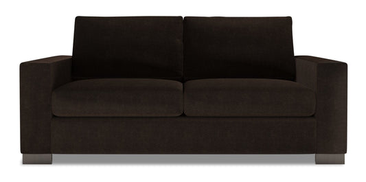 Made in Canada Customizable Sofa Lab Track 75" Chenille Fabric Condo Size Sofa with Track Arms - Luxury Chocolate Brown | Sofa Track de Sofa Lab de 75 po de format condo fabriqué au Canada en tissu de chenille - brun Luxury Chocolate | TR093293