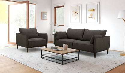 Cindy Crawford Home Gena 78.7" Linen-Look Fabric Condo Size Sofa with Removable Back Cushions - Charcoal Grey | Sofa Gena de Cindy Crawford Home de 78,7 po de format condo en tissu d’apparence lin avec coussins de dossier amovibles - gris anthracite