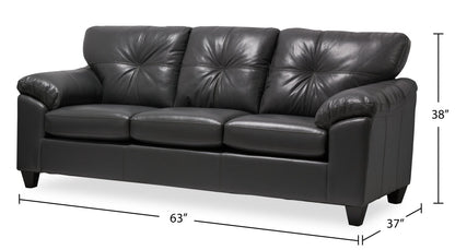 Made in Canada Addison 86" Leather-Look Fabric Sofa with Tufted Back Cushion - Grey | Sofa Addison de 86 po fabriqué au Canada en tissu d’apparence cuir avec coussin de dossier capitonné - gris
