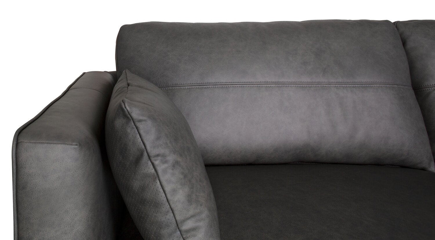Melrose 84.5" Top-Grain Genuine Leather Sofa with Metal Legs - Grey | Sofa Melrose de 84,5 po en cuir véritable de qualité supérieure avec pattes en métal - gris