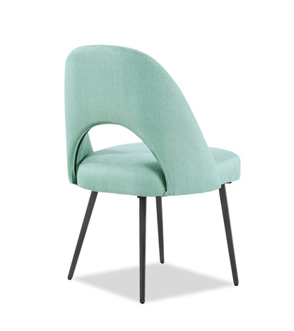 Elijah Dining Chair with Linen-Look Fabric, Metal - Aqua | Chaise de salle à manger Elijah en tissu d’apparence lin et en métal - turquoise
