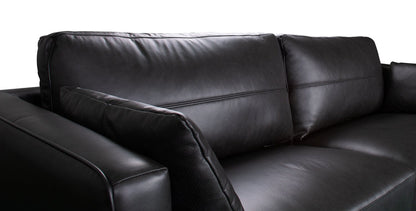 Melrose 84.5" Top-Grain Genuine Leather Sofa with Metal Legs - Black | Sofa Melrose de 84,5 po en cuir véritable de qualité supérieure avec pattes en métal - noir