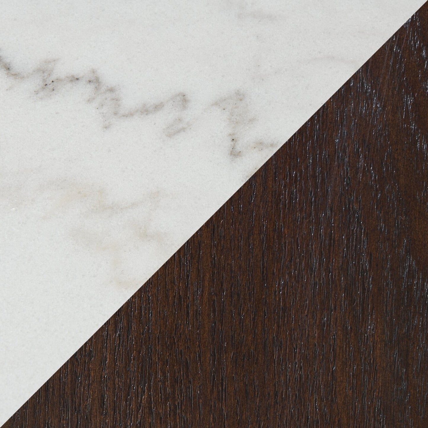 Silvia 48" Modern Coffee Table - White and Grey Marble Look with Brown Wood Legs|Table à café moderne Silvia de 48 po - imitation de marbre blanc et gris avec pattes en bois brun