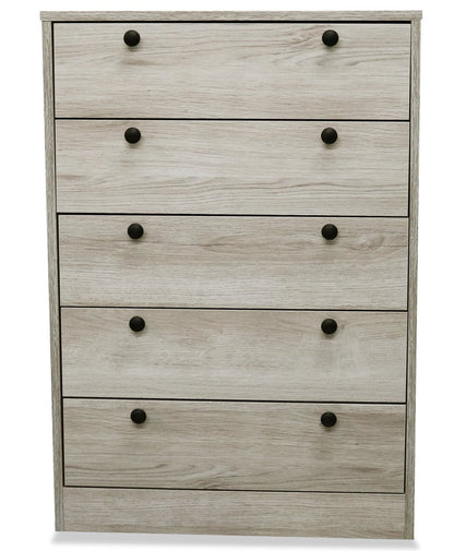 Hart Bedroom Chest of Drawers, 5-Drawer, 24.6"W x 36.2"H, Made in Canada - White | Commode verticale Hart de 24,6 po (L) x 36,2 po (H) à 5 tiroirs pour la chambre à coucher, fabriquée au Canada - blanche