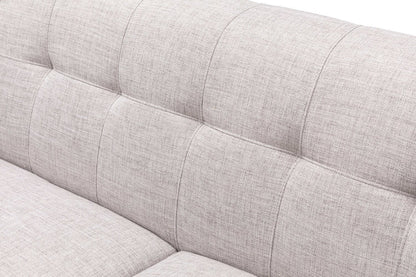 Kort & Co. Freeman 88" Linen-Look Fabric Sofa with Wood Base and Tufted Back Cushions - Dove White | Sofa Freeman Kort & Co. de 88 po en tissu d’apparence lin avec pattes en bois et coussins de dossier capitonnés - blanc colombe