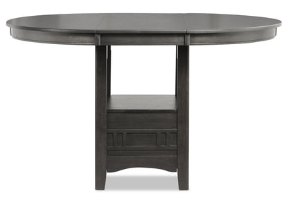 Dena Counter-Height Dining Table with 42-60"W Extension, Round  - Grey | Table de salle à manger ronde Dena de 42 po à 60 po (L) de hauteur comptoir et avec rallonge - grise