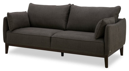 Cindy Crawford Home Gena 78.7" Linen-Look Fabric Condo Size Sofa with Removable Back Cushions - Charcoal Grey | Sofa Gena de Cindy Crawford Home de 78,7 po de format condo en tissu d’apparence lin avec coussins de dossier amovibles - gris anthracite