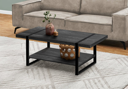 Avery 47.25" Industrial Coffee Table with Shelf - Black with Black Metal Legs|Table à café industrielle Avery 47,25 po avec tablette - noire avec pattes en métal noir