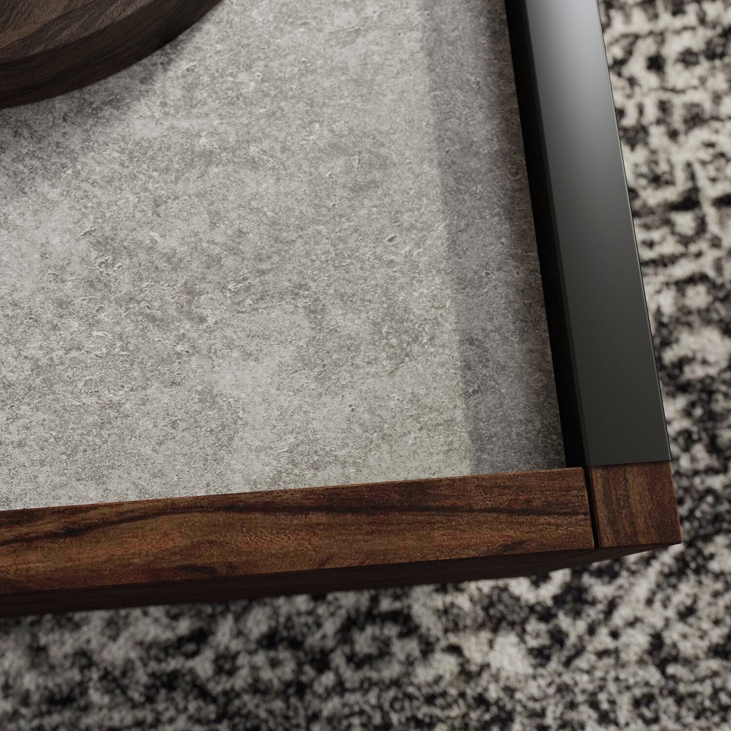 Benson 31” Modern Coffee Table with Storage - Dark Brown and Grey | Table à café moderne Benson de 31 po avec rangement - brun foncé et grise