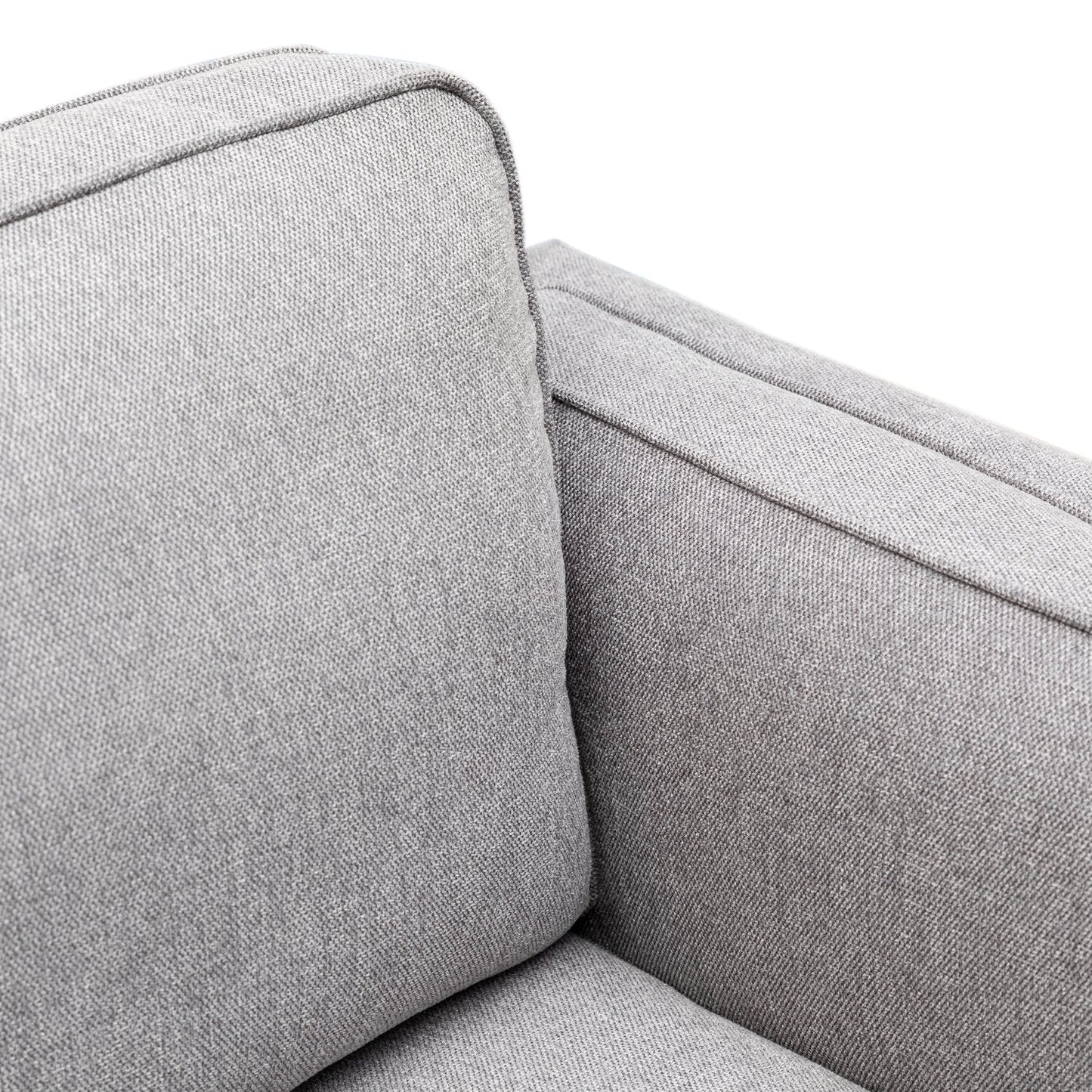Kort & Co. Kassia 80" Linen-Look Fabric Condo Size Sofa with Wood Base and Legs - Grey | Sofa Kassia de Kort & Co. de 80 po de format condo en tissu d’apparence lin avec base et pattes en bois - gris