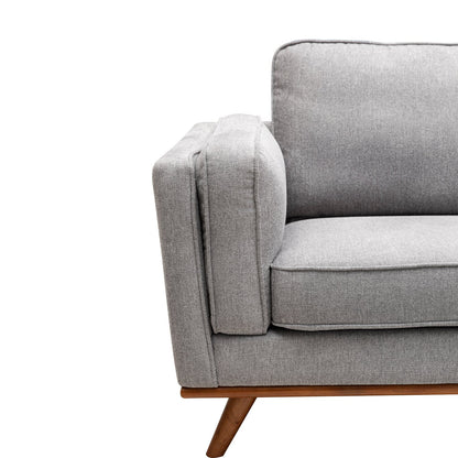 Kort & Co. Kassia 80" Linen-Look Fabric Condo Size Sofa with Wood Base and Legs - Grey | Sofa Kassia de Kort & Co. de 80 po de format condo en tissu d’apparence lin avec base et pattes en bois - gris