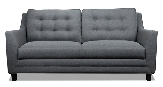 Novalee 75.5" Linen-Look Sofa with Flared Arms and Button Tufting - Grey | Sofa Novalee de 75,5 po en tissu d’apparence lin avec accoudoirs évasés et capitonnage à boutons - gris