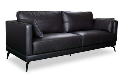 Melrose 84.5" Top-Grain Genuine Leather Sofa with Metal Legs - Black | Sofa Melrose de 84,5 po en cuir véritable de qualité supérieure avec pattes en métal - noir