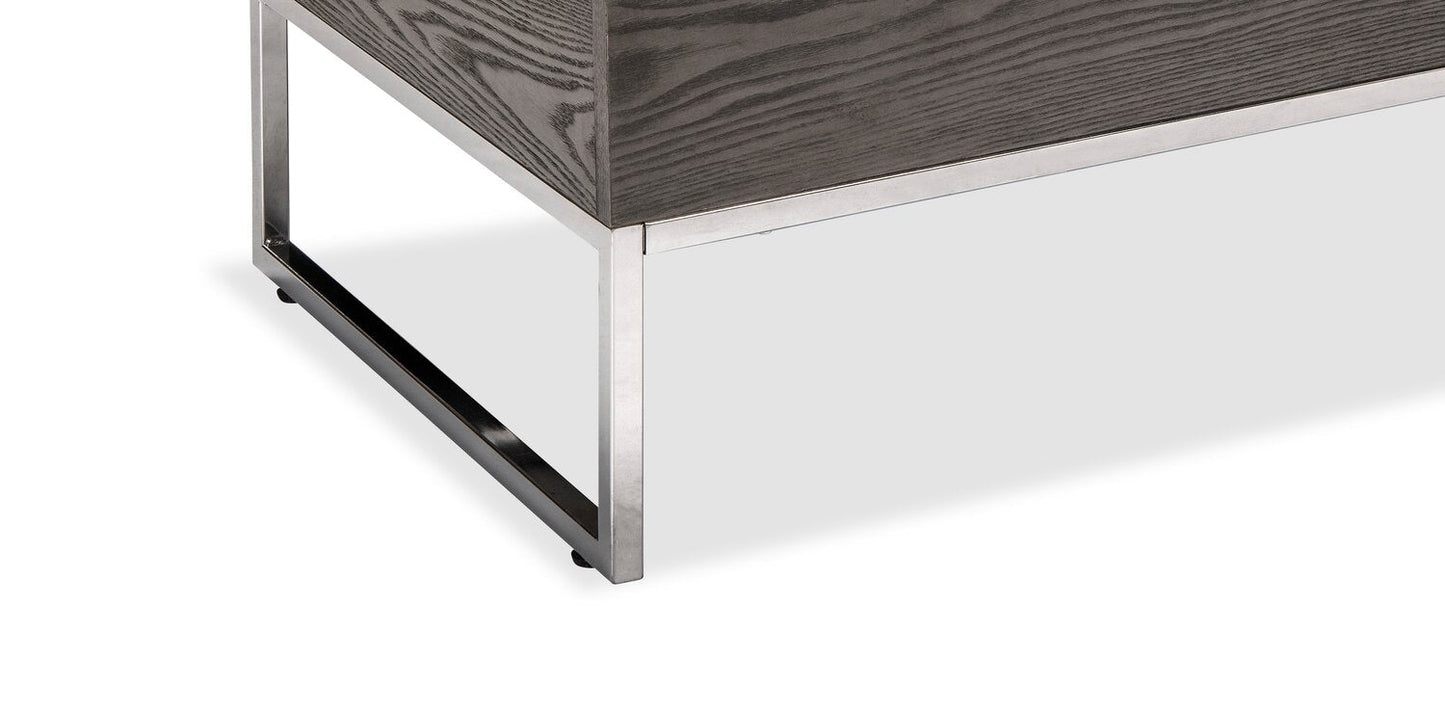 Echo 47.25" Modern Lift Top Coffee Table with Storage - Brown with Silver Metal Legs|Table à café moderne Echo de 47,25 po avec dessus relevable et rangement - brune avec pattes en métal argenté