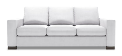 Made in Canada Customizable Sofa Lab Track 85" Linen-Look Fabric Sofa with Track Arms - Pax Ice White | Sofa Track de Sofa Lab de 85 po fabriqué au Canada en tissu d’apparence lin avec accoudoirs rectilignes - blanc Pax Ice | TR103449