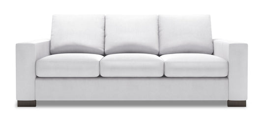 Made in Canada Customizable Sofa Lab Track 85" Linen-Look Fabric Sofa with Track Arms - Pax Ice White | Sofa Track de Sofa Lab de 85 po fabriqué au Canada en tissu d’apparence lin avec accoudoirs rectilignes - blanc Pax Ice | TR103449
