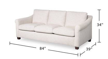Mallie 84" Chenille Fabric Sofa with Rolled Arms and Wood Legs - Shell White | Sofa Mallie de 84 po en tissu de chenille avec accoudoirs enroulés et pattes en bois - blanc coquillage