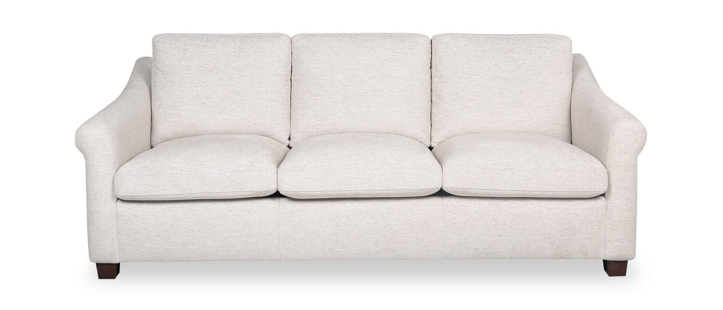 Mallie 84" Chenille Fabric Sofa with Rolled Arms and Wood Legs - Shell White | Sofa Mallie de 84 po en tissu de chenille avec accoudoirs enroulés et pattes en bois - blanc coquillage