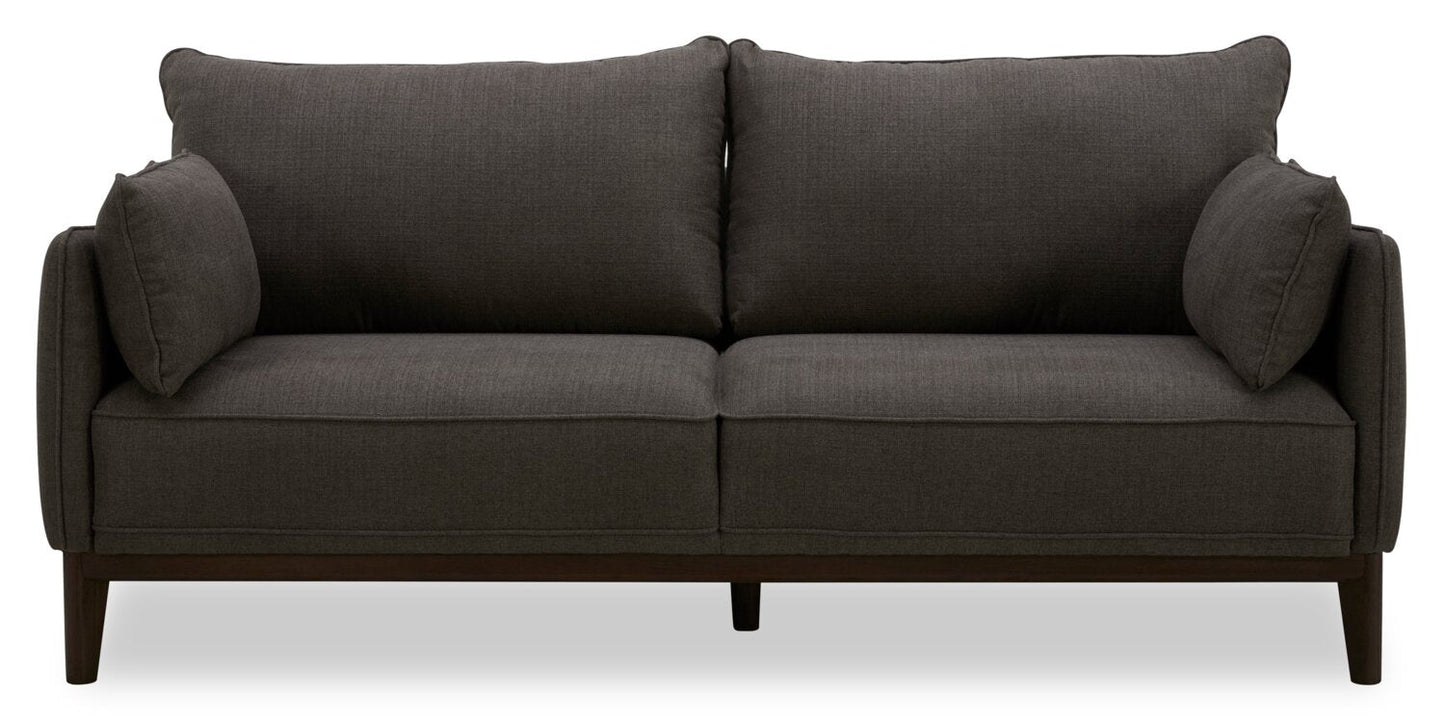 Cindy Crawford Home Gena 78.7" Linen-Look Fabric Condo Size Sofa with Removable Back Cushions - Charcoal Grey | Sofa Gena de Cindy Crawford Home de 78,7 po de format condo en tissu d’apparence lin avec coussins de dossier amovibles - gris anthracite