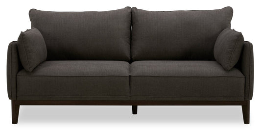 Cindy Crawford Home Gena 78.7" Linen-Look Fabric Condo Size Sofa with Removable Back Cushions - Charcoal Grey | Sofa Gena de Cindy Crawford Home de 78,7 po de format condo en tissu d’apparence lin avec coussins de dossier amovibles - gris anthracite