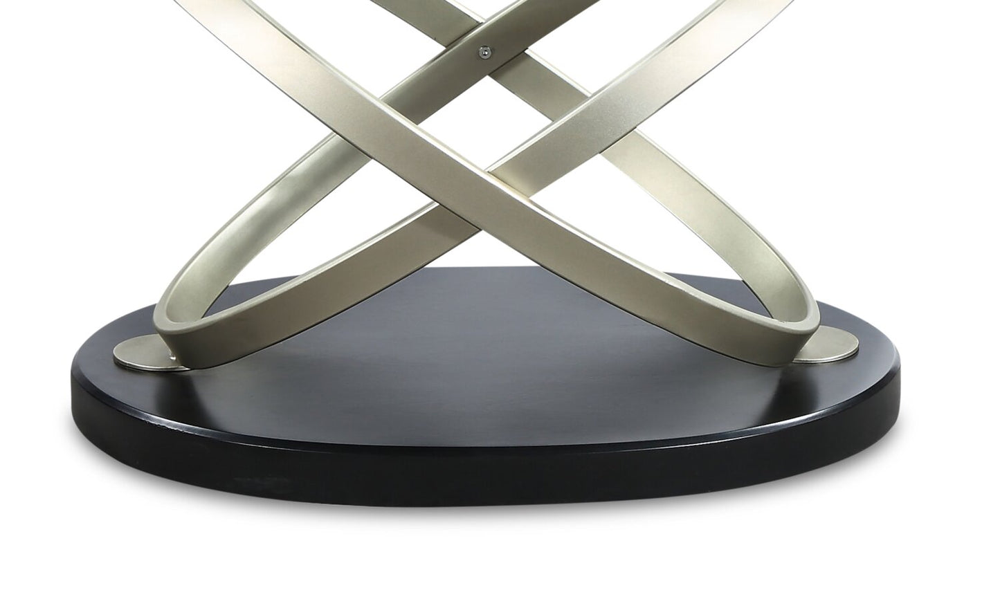 Vikki 48" Modern Oval Glass Top Coffee Table - Glass with Metal Base|Table à café ovale moderne Vikki de 48 po avec dessus en verre - verre avec base en métal