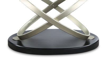 Vikki 48" Modern Oval Glass Top Coffee Table - Glass with Metal Base|Table à café ovale moderne Vikki de 48 po avec dessus en verre - verre avec base en métal