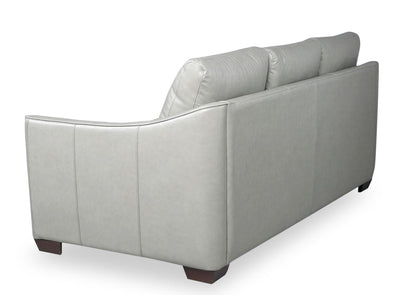 Cindy Crawford Home Royce 84" Genuine Leather Sofa with Removable Cushions and Wood Legs - Dove Grey | Sofa Royce de Cindy Crawford Home de 84 po en cuir véritable avec coussins amovibles et pattes en bois - gris tourterelle