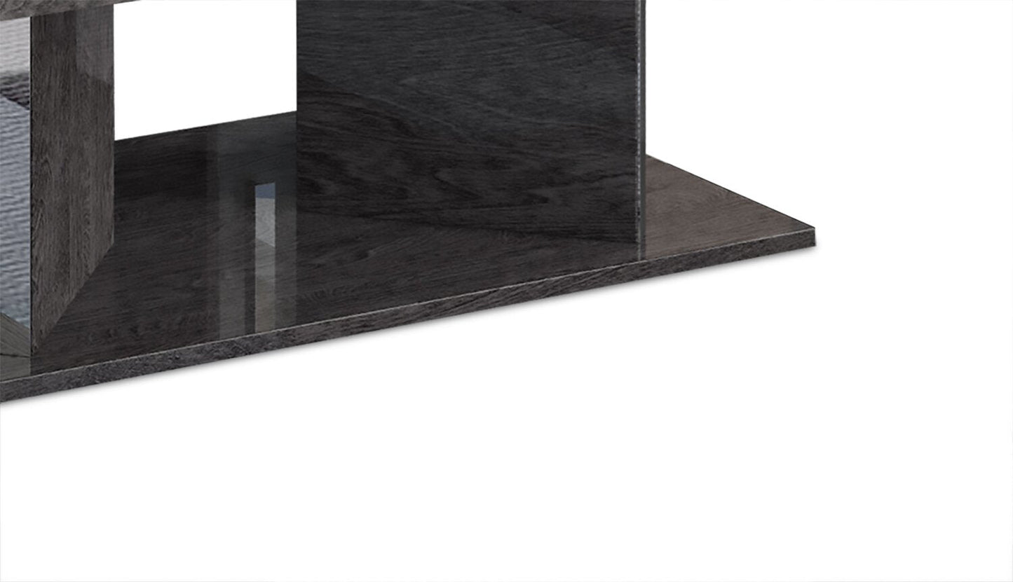 Mara 51.1" Modern Coffee Table - Dark Grey Wood with Lacquer Finish|Table à café moderne Mara de 51,1 po - bois gris foncé avec fini laqué