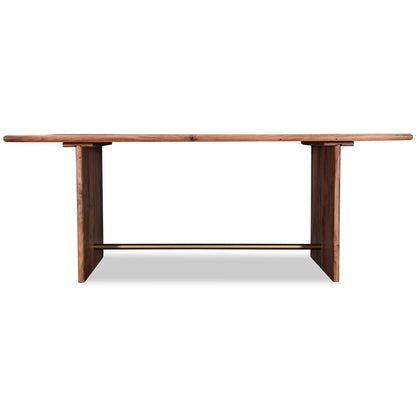Malta Dining Table, Acacia Wood, Gold Accent, Trestle Base 79"W - Natural Brown | Table de salle à manger Malta de 79 po (L) en acacia avec touches dorées et base à tréteaux - brun naturel