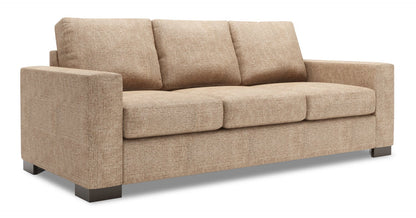 Made in Canada Customizable Sofa Lab Track 85" Chenille Fabric Sofa with Track Arms - Luxury Taupe | Sofa Track de Sofa Lab de 85 po fabriqué au Canada en tissu de chenille avec accoudoirs rectilignes - taupe Luxury Taupe | TR102893