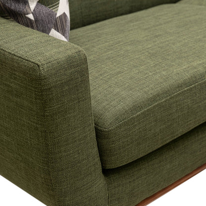 Kort & Co. Freeman 80” Linen-Look Fabric Condo Size Sofa with Wood Legs - Avocado Green | Sofa Freeman de Kort & Co. de 80 po de format condo en tissu d’apparence lin avec base et pattes en bois - vert avocat
