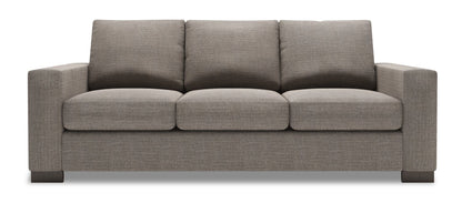Made in Canada Customizable Sofa Lab Track 85" Linen-Look Fabric Sofa with Track Arms - Luna Smoke Grey | Sofa Track de Sofa Lab de 85 po fabriqué au Canada en tissu d’apparence lin avec accoudoirs rectilignes - gris Luna Smoke | TR102391