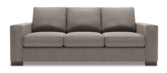 Made in Canada Customizable Sofa Lab Track 85" Linen-Look Fabric Sofa with Track Arms - Luna Smoke Grey | Sofa Track de Sofa Lab de 85 po fabriqué au Canada en tissu d’apparence lin avec accoudoirs rectilignes - gris Luna Smoke | TR102391