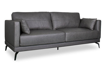 Melrose 84.5" Top-Grain Genuine Leather Sofa with Metal Legs - Grey | Sofa Melrose de 84,5 po en cuir véritable de qualité supérieure avec pattes en métal - gris