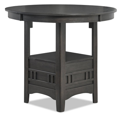 Dena Counter-Height Dining Table with 42-60"W Extension, Round  - Grey | Table de salle à manger ronde Dena de 42 po à 60 po (L) de hauteur comptoir et avec rallonge - grise