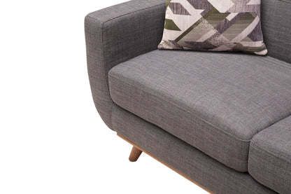 Kort & Co. Freeman 88" Linen-Look Fabric Sofa with Wood Base and Tufted Back Cushions - Charcoal Grey | Sofa Freeman Kort & Co. de 88 po en tissu d’apparence lin avec pattes en bois et coussins de dossier capitonnés - gris anthracite