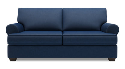 Made in Canada Customizable Sofa Lab Roll 76" Linen-Look Fabric Condo Size Sofa with Rolled Arms - Pax Navy Blue | Sofa Roll de Sofa Lab de 76 po de format condo fabriqué au Canada en tissu d’apparence lin - bleu Pax Navy | RO093149